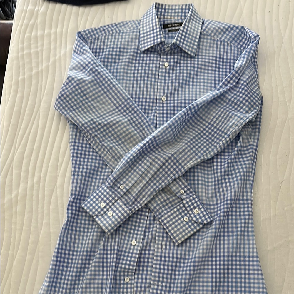 Elegant Blue Checkered Dress Shirt